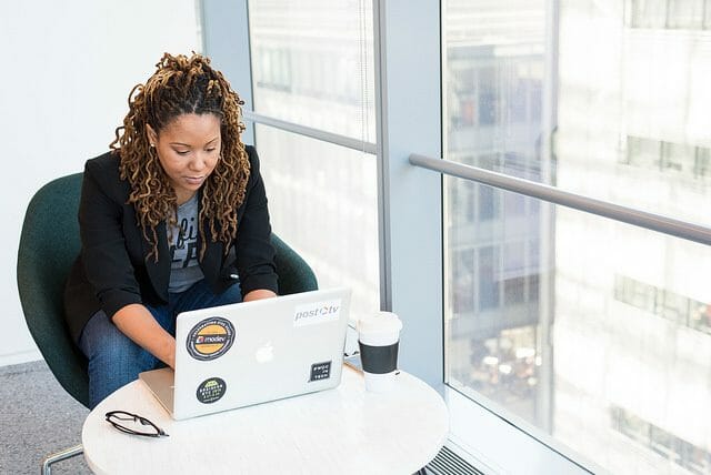 woman sitting at the computer